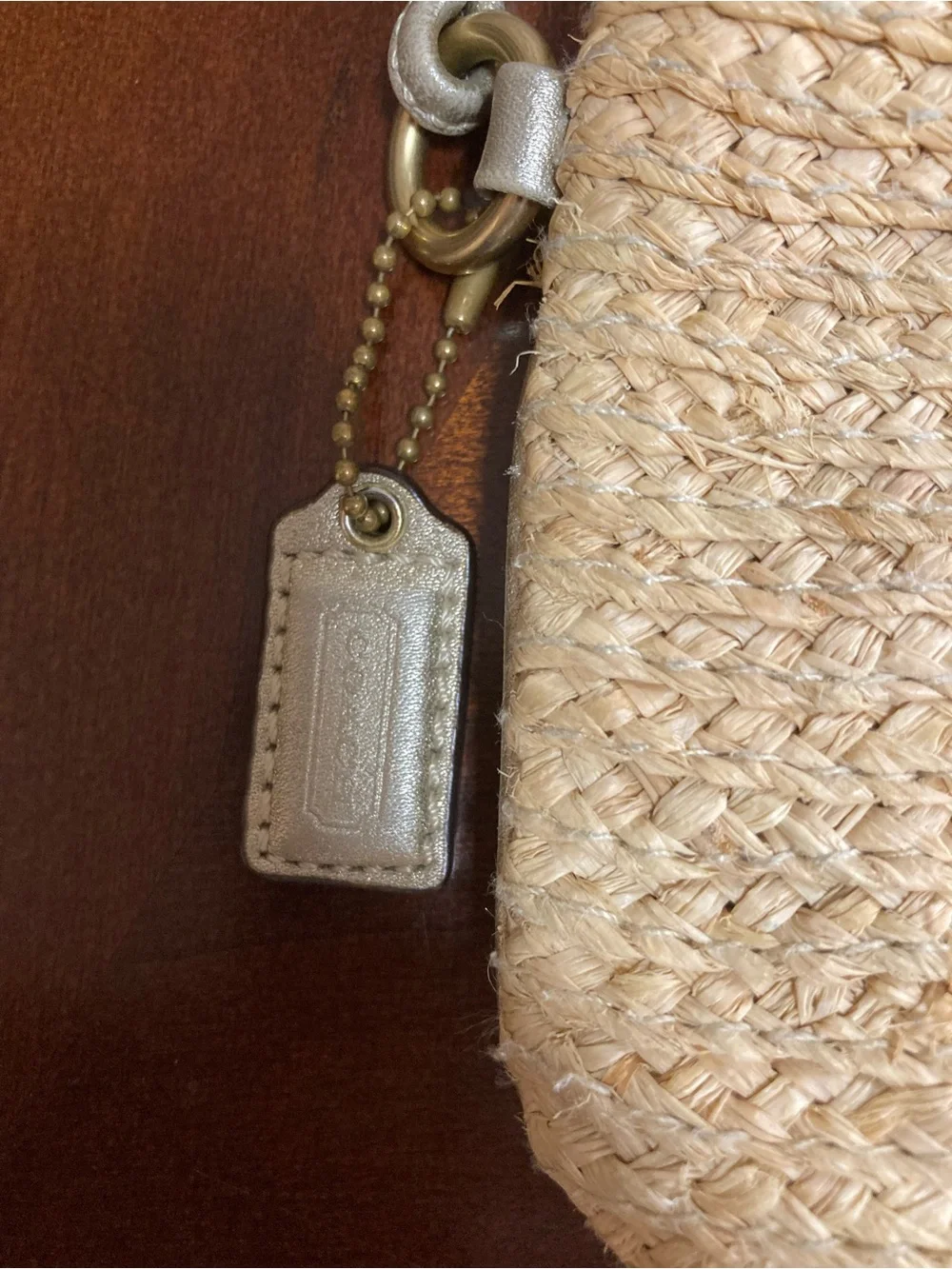 Coach Vintage Bleecker Woven Straw Floral Appliqué Wristlet - Very Rare - EUC